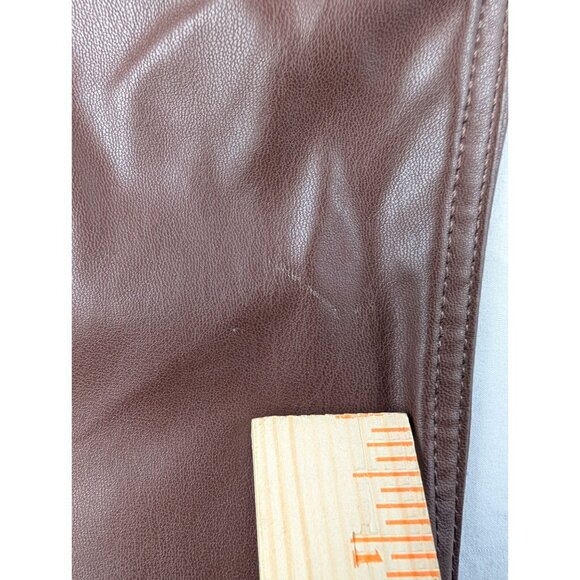 Forever 21 Pants Womens Large Brown Faux Leather Flared Trouser - Picture 4 of 9